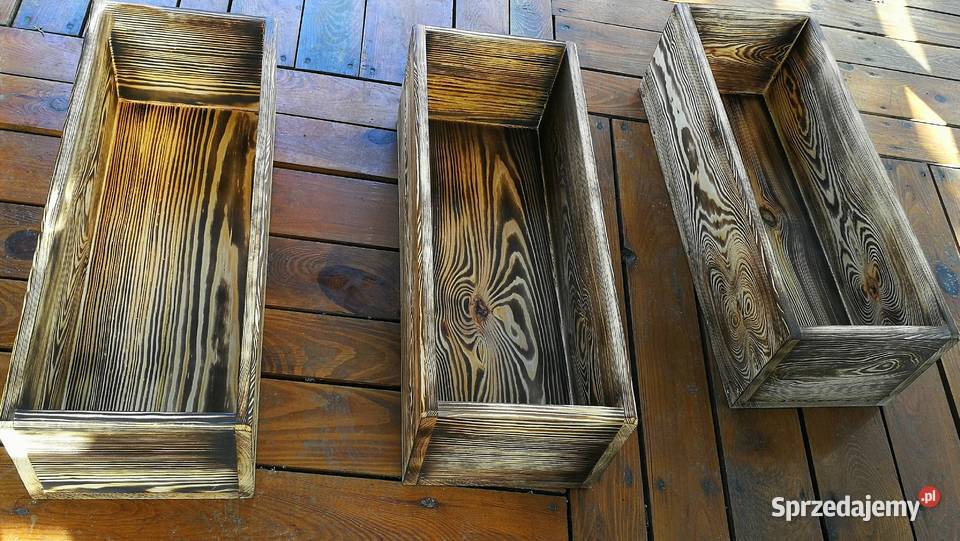 Doniczka drewniana osłonka drewniana opalana Radków