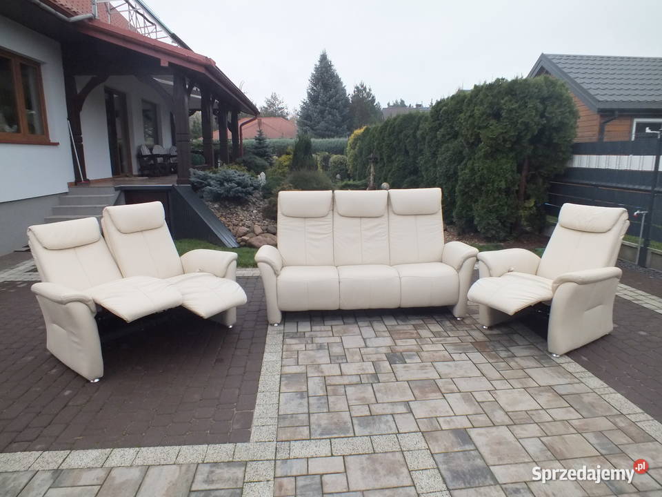 Komplet wypoczynkowy zestawy kanap ze skóry lubelskie Firlej sprzedam