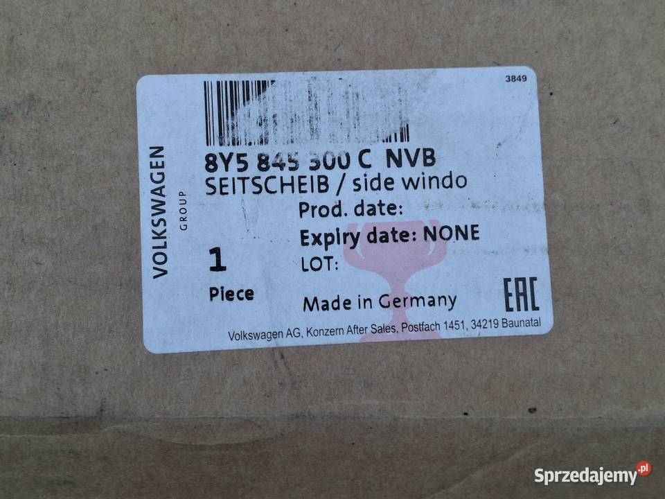 AUDI A3 8Y SEDAN SZYBA KAROSERYJNA PRAWY TYŁ osobowe Kargowa sprzedam