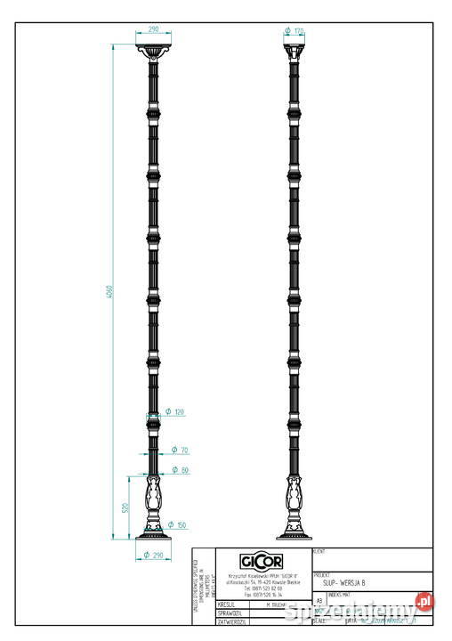 PERGOLA ŻELIWNA ALTANA OGRODOWA SŁUP H2350mm Gołdap
