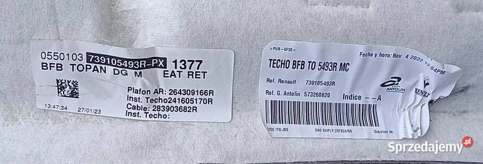 RENAULT MEGANE IV 4 LIFT HB PODSUFITKA NOWA dostawcze Wyposażenie wnętrza sprzedam