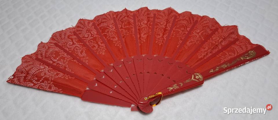 Wachlarz składany czerwony plastikowy 43 śląskie Czeladź