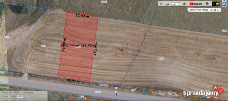 Ogłoszenie grunt 1086m2 Okuniowiec Sprzedaż