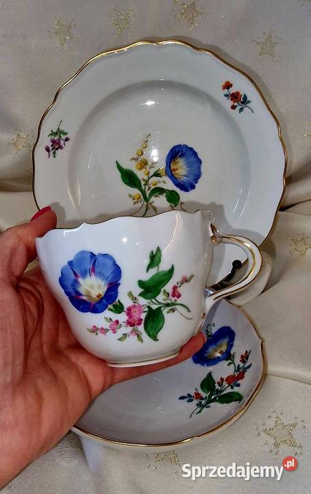 MeissenMiśni porcelanowe trio śniadaniowe Sadurki