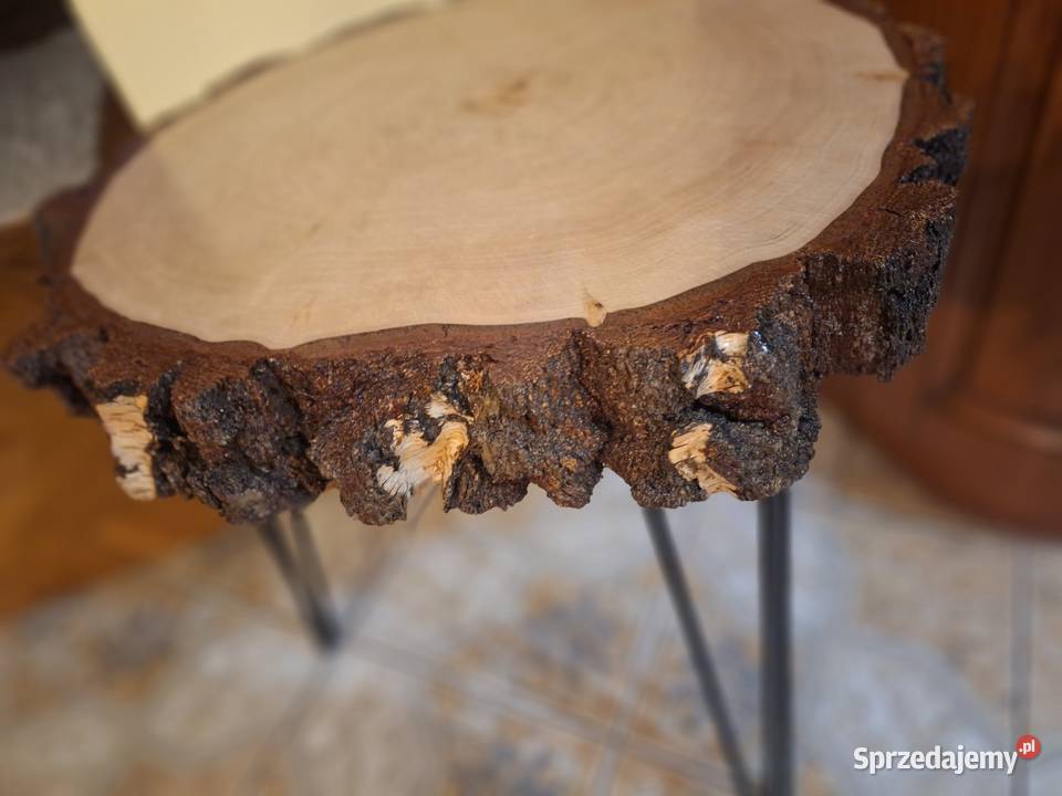 Rustykalny stolik kawowy z plastra brzozy Strzyżów