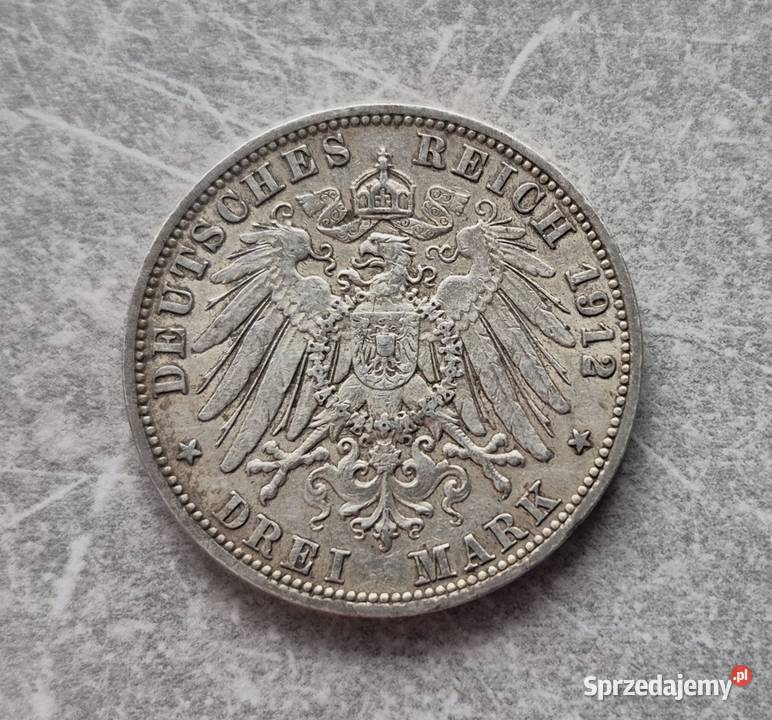 67 NIEMCY PRUSY srebro 3 Marki 1912 r A Wola Kruszyńska sprzedam