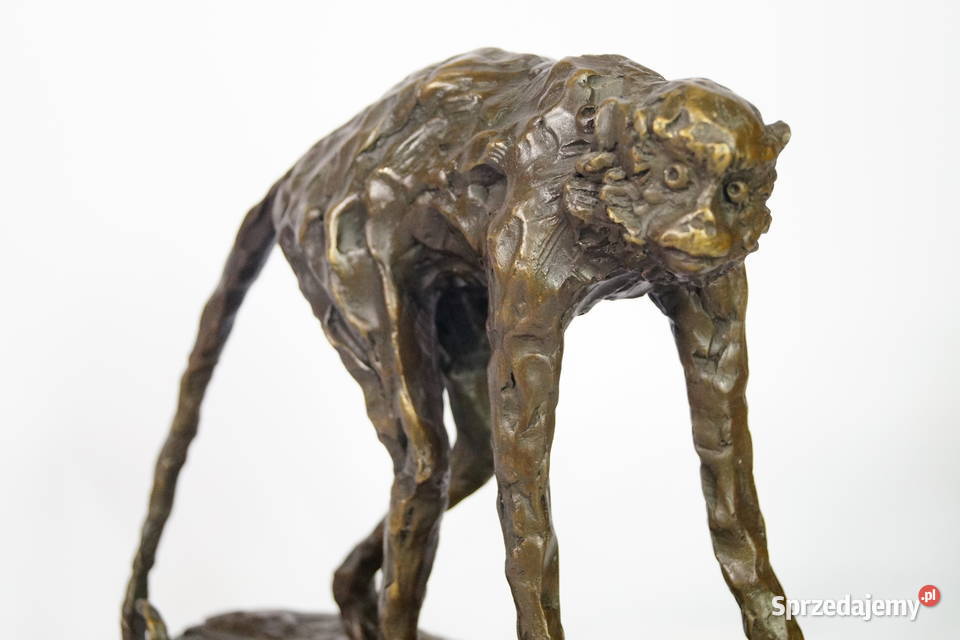 Figura z brązu MAŁPA goryl piękna rzeźba Gizałki