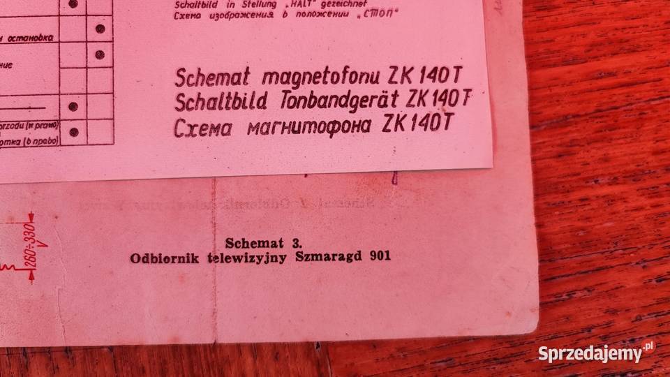 Schemat magnetofonu ZK 140T TV szmaragd 901 Kraków sprzedam