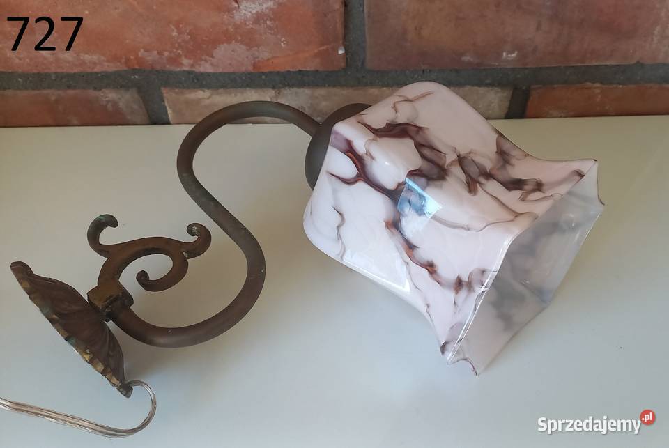 Kinkiet metalowy ścienny Art Deco ze szklanym Gawroniec sprzedam