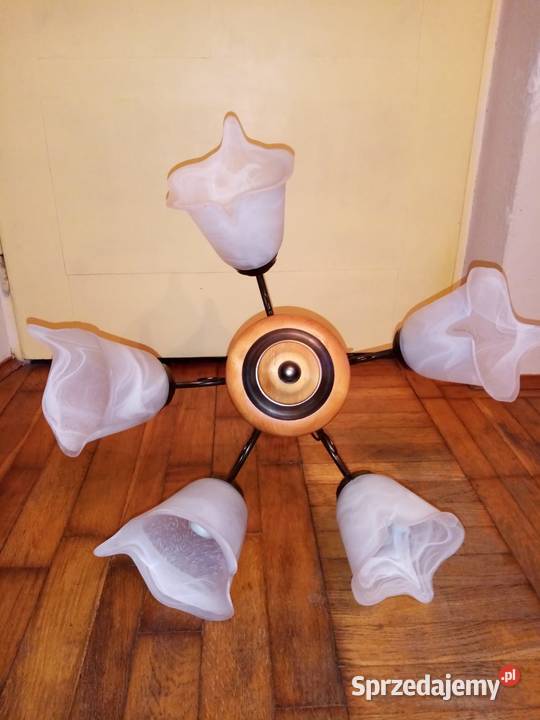 Żyrandol lampa sufitowa z pięcioma kloszami biały Wola Radziszowska