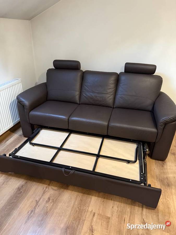 Sofa skórzana 3 os z funkcją spania z 2 fotelami Konopiska