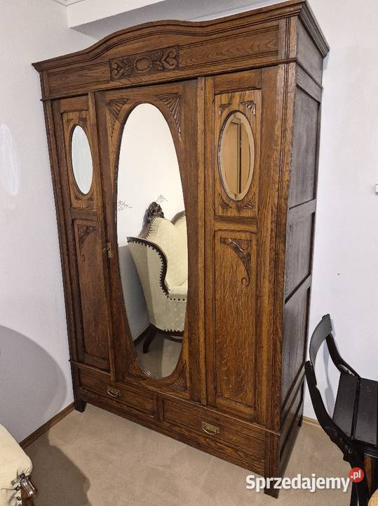Stara szafa secesyjna garderobiana dębowa z Sypniewo