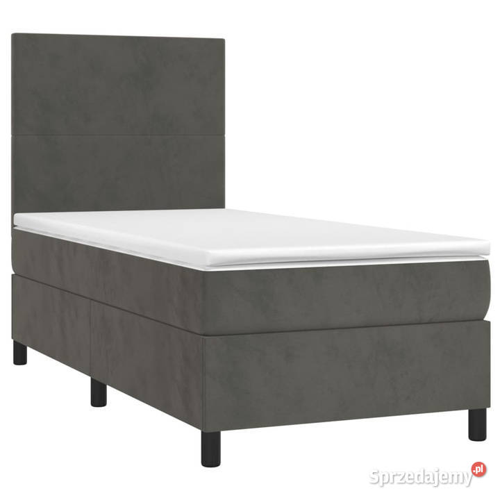 Łóżko kontynentalne z materacem i LED szary 128cm