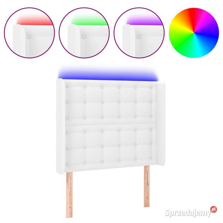 Zagłówek do łóżka z LED biały 93x16x118128 Warszawa