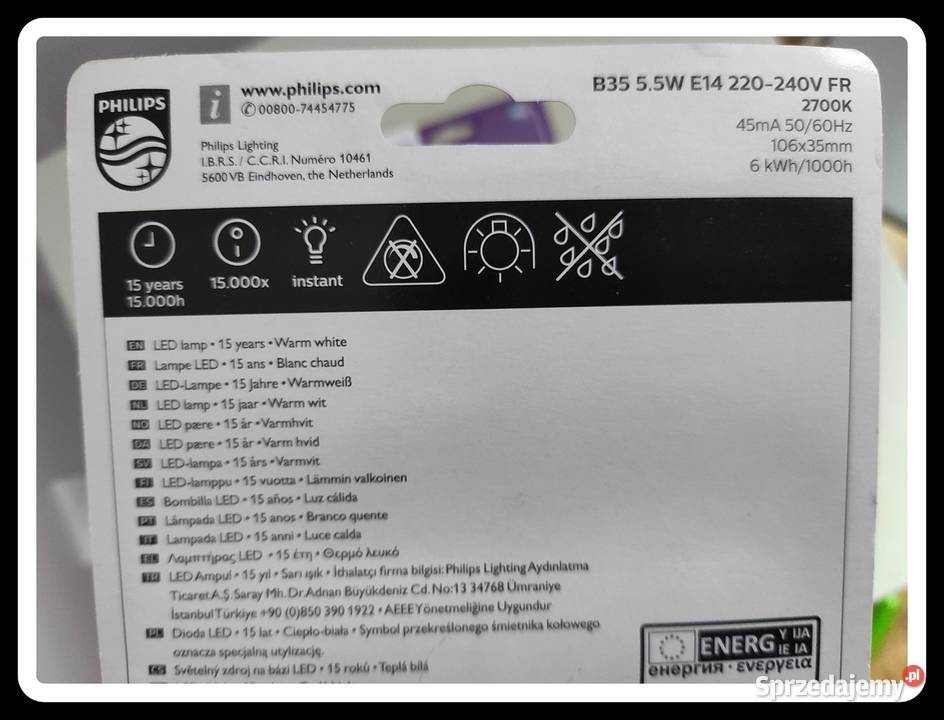 PHILIPS NOWE w blistrach ŻARÓWKI E14 9 sztuk 55W Płock