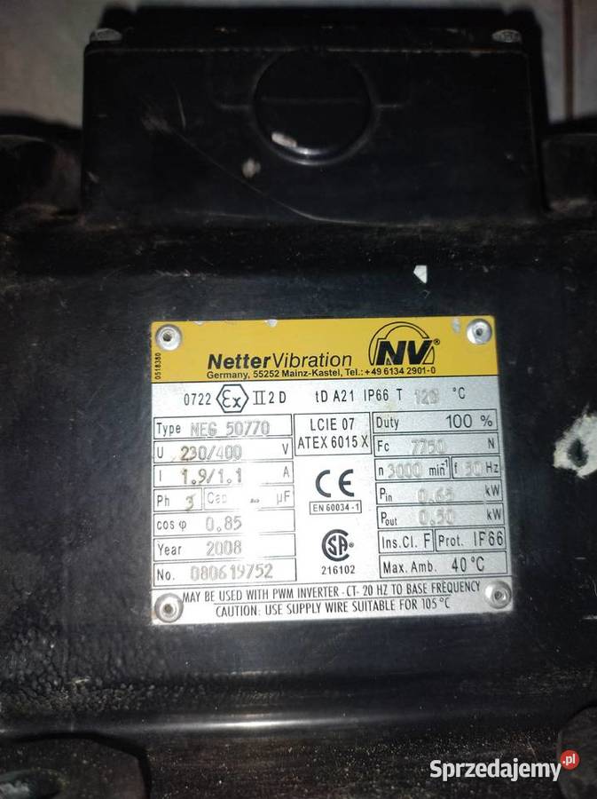 silnik wibracyjny elektrowibrator Taśmociągi i podajniki sprzedam