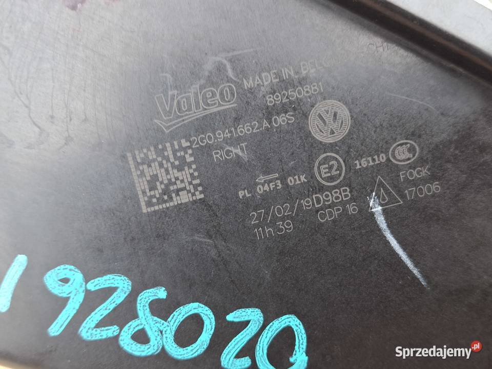 VW POLO VI 2G HALOGEN PRAWY LED LAMPA PRAWA Bieleń