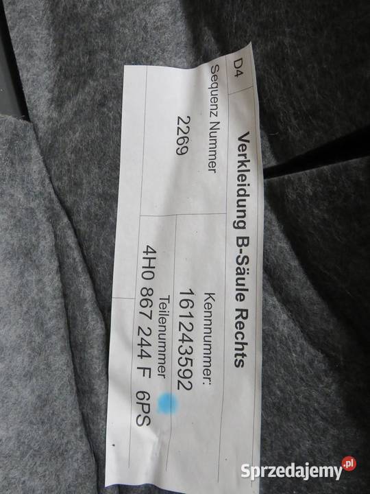 OSŁONA SŁUPKA PRAWA AUDI A8 D4 4H0867244F lubelskie