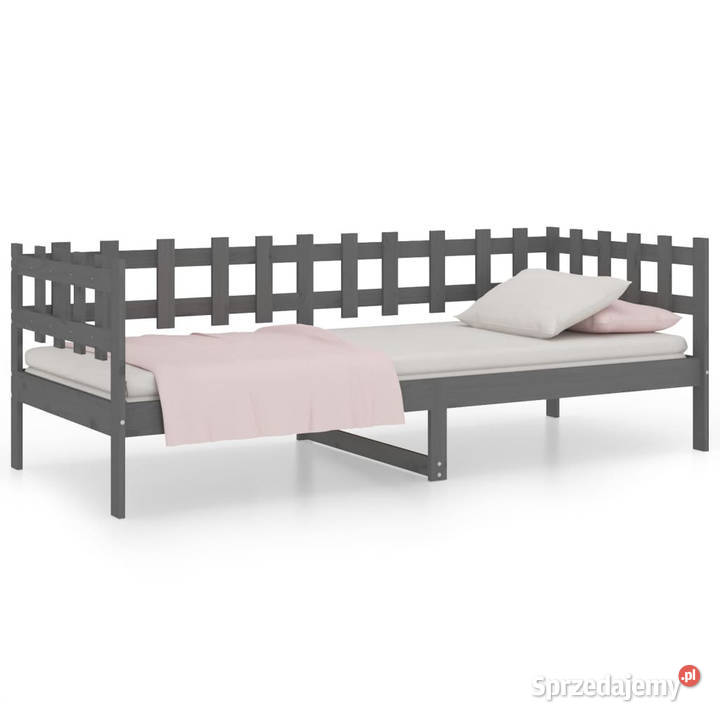 Łóżko dzienne szare lite drewno sosnowe 90x200 203cm Warszawa