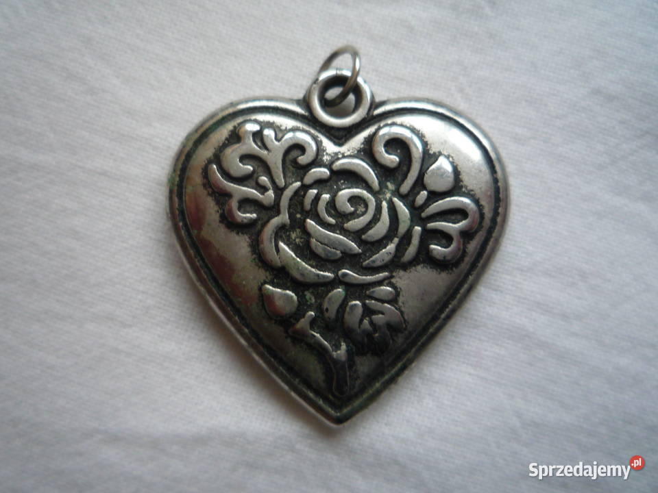 Zawieszka Serce Róża kolor Stare Srebro Szczecin