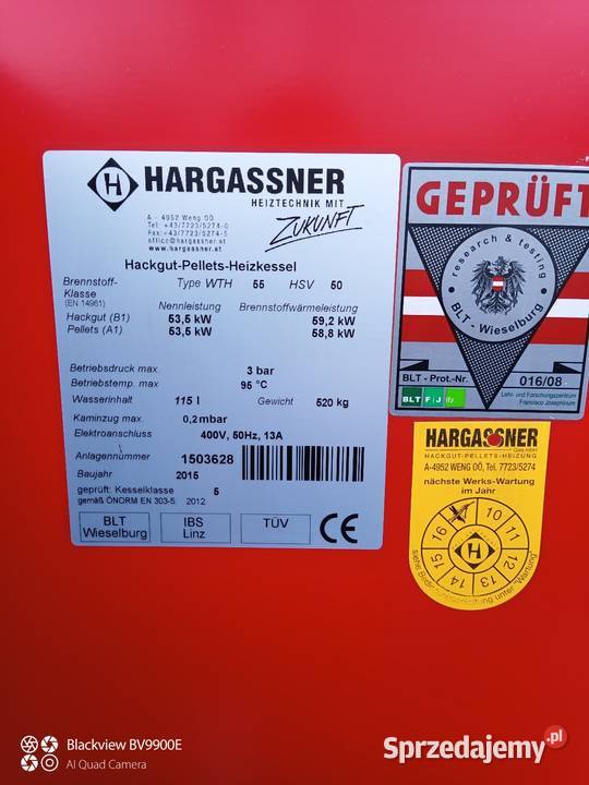 Piec z podajnikiem Hargassner 55 KW zrębka małopolskie sprzedam