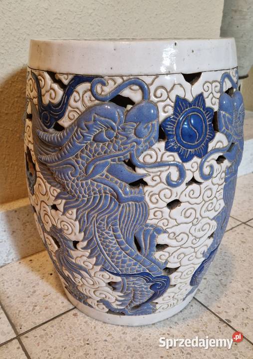 PUF STOŁEK STOLIK ceramika orientalny wzór smoki
