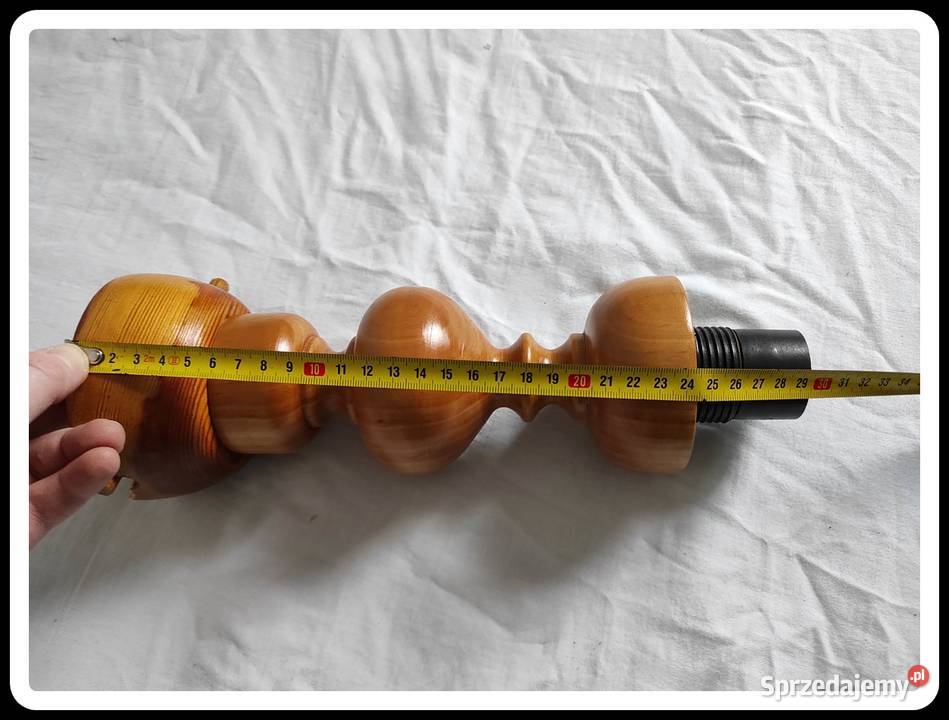 Drewniana lampa zdobiona bez klosza sprzedam