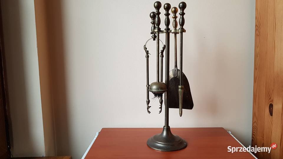 Stary mosiężny zestaw kominkowy mosiądz Dąbrowa Górnicza