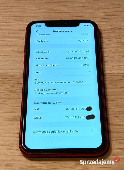 iPhone 11 64GB 95 Czerwony Idealny Stan Warszawa sprzedam
