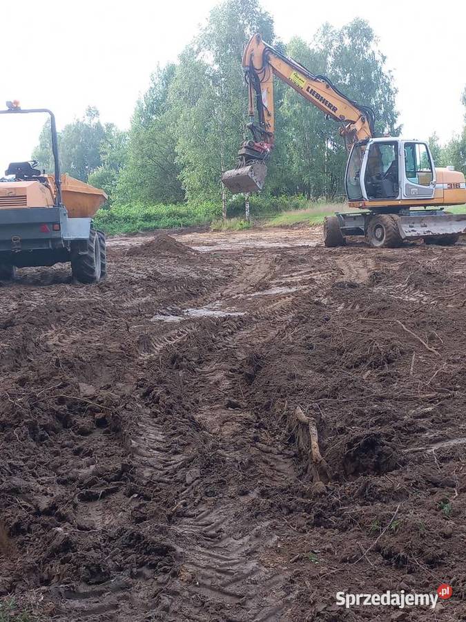 Koparka prace zimne wyburzenia transport Jeleśnia