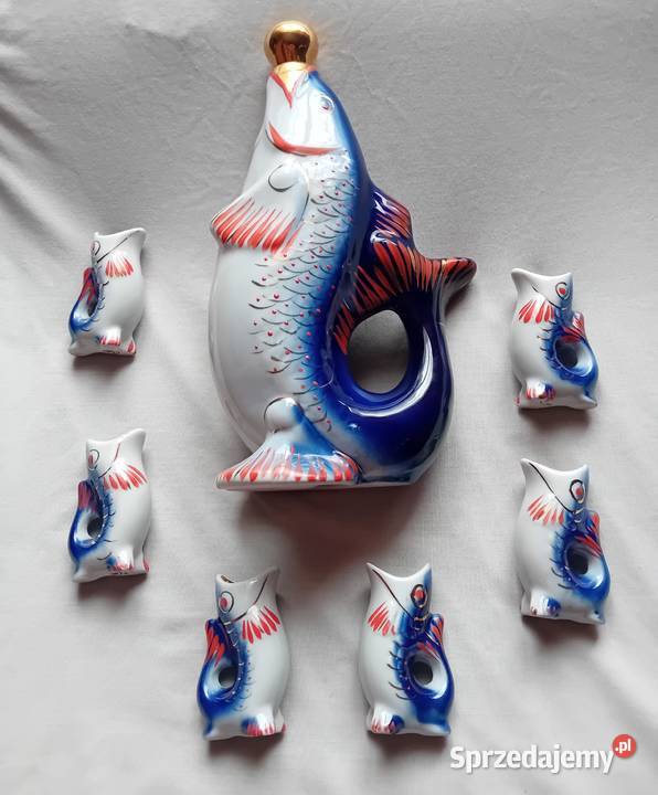 Zestaw karafka kieliszki Ryby Połonne CCCP wielkopolskie Koźminek