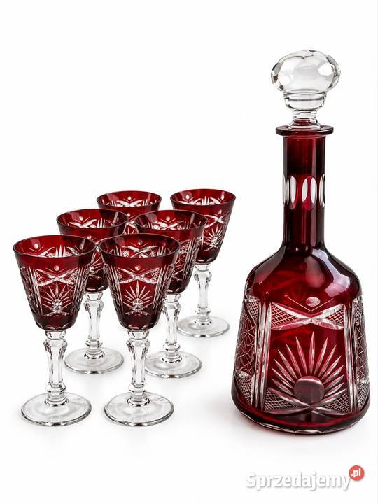 Karafka i kieliszki kryształ Bohemia vintage Porcelana i szkło