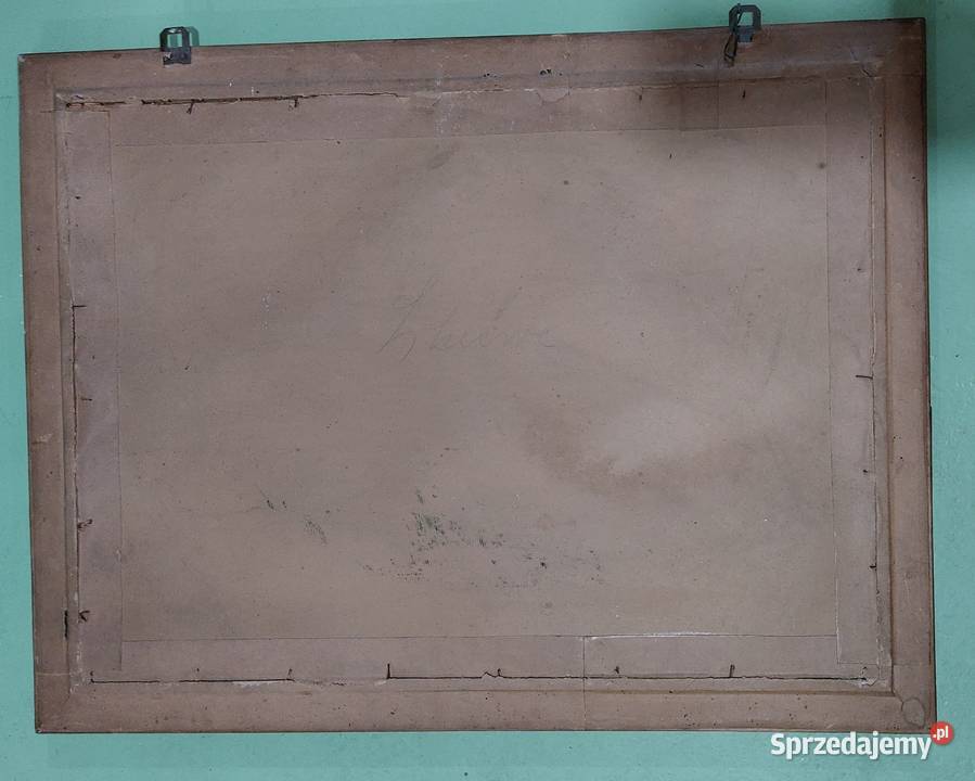 Obraz przedwojenny reprodukcja rama drewno gips Rokity