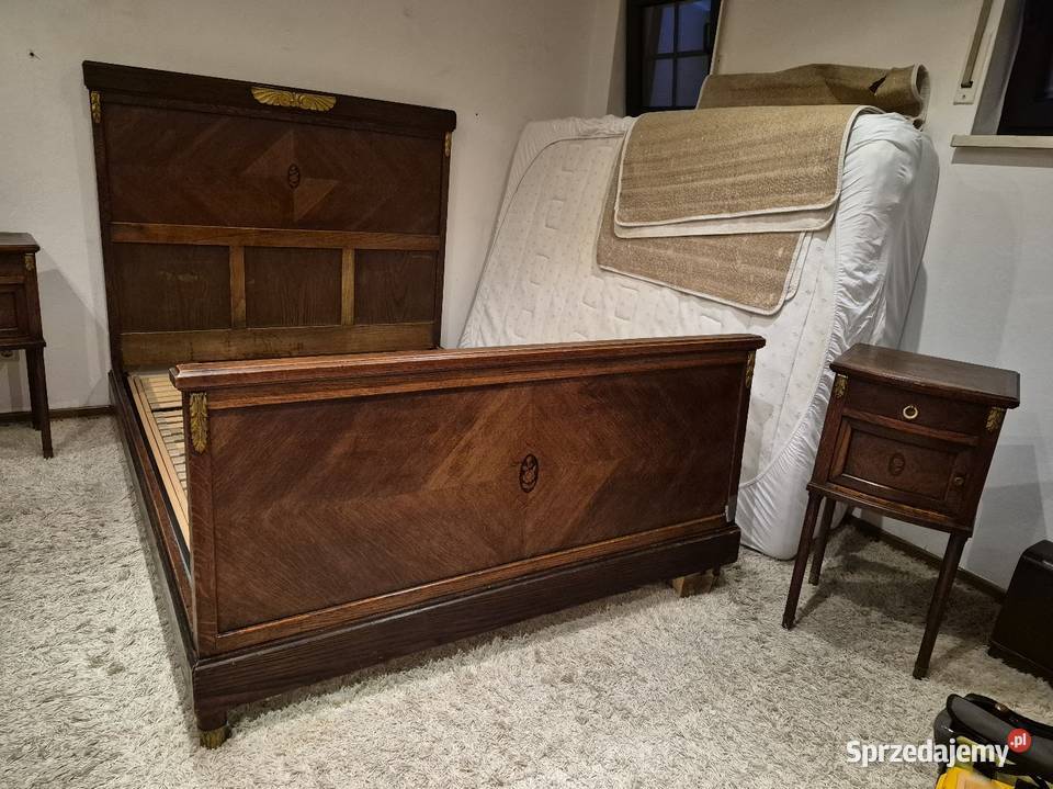Stara sypialnia dębowa secesyjna łóżko szafa Sypniewo