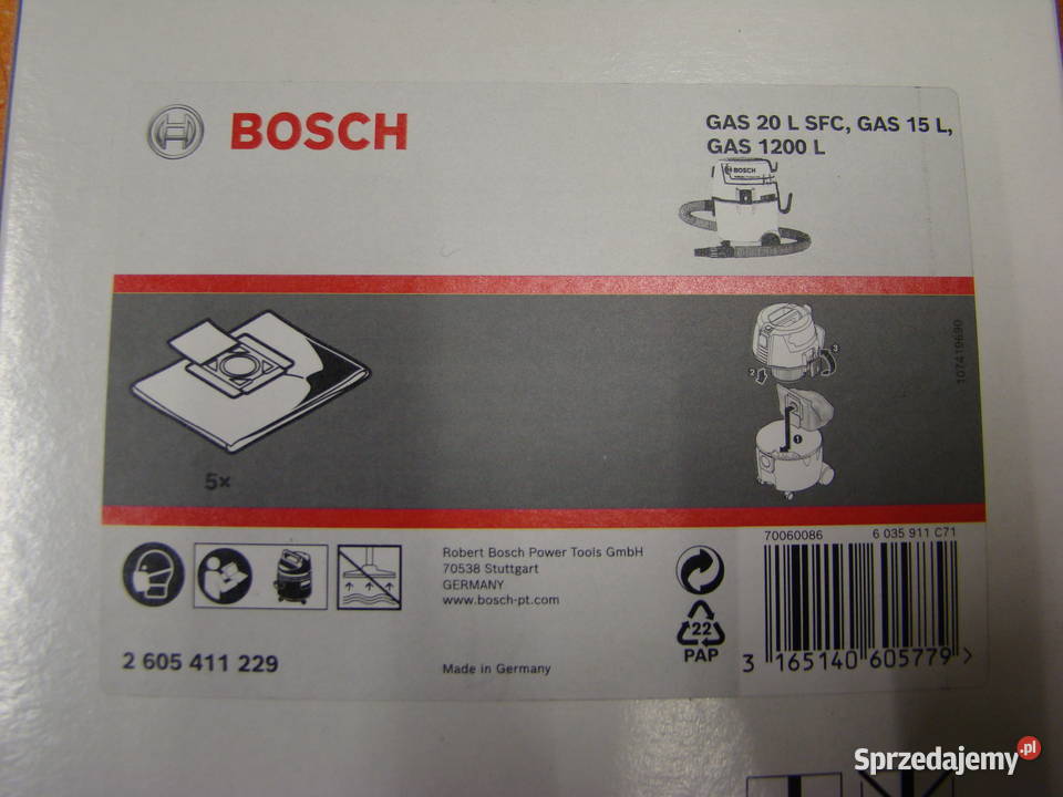 Worek tekstylny na pył BOSCH do GAS 20 LSFC 15L Bielsko-Biała