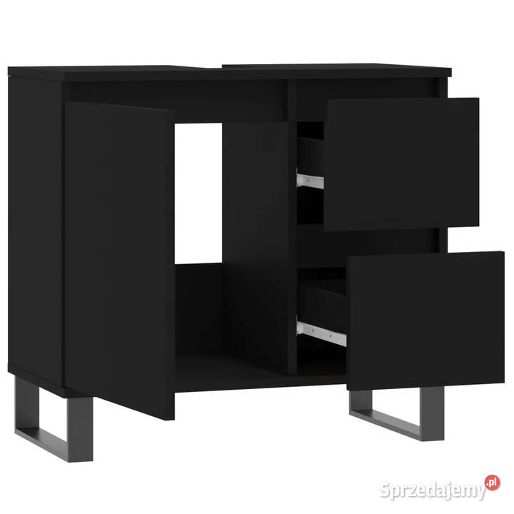 Szafka łazienkowa czarna 65x33x60 materiał