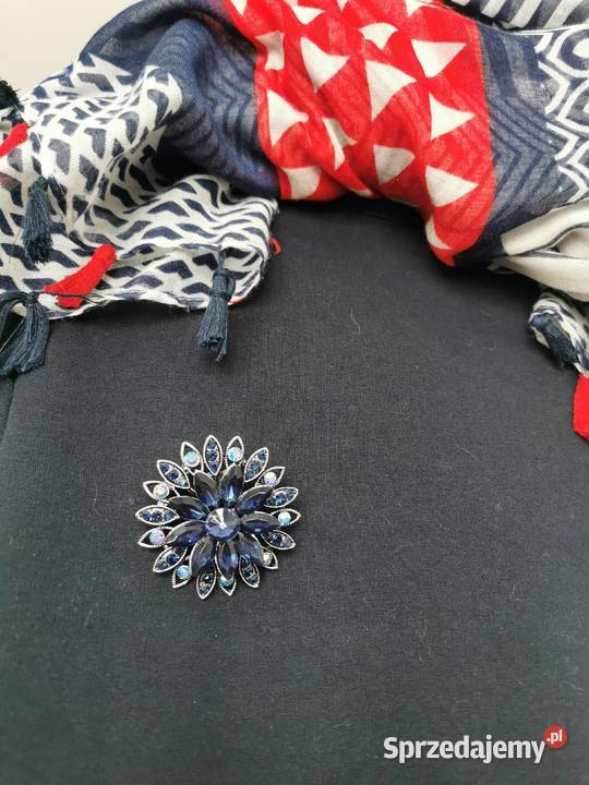 Broszka damska elegancki granatowy kwiat Moda i Styl małopolskie Kraków