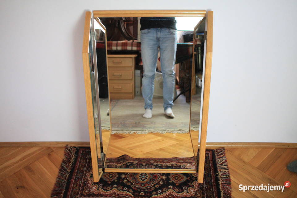 Drewniane lustro SZLIFOWANE rozkładane Góra