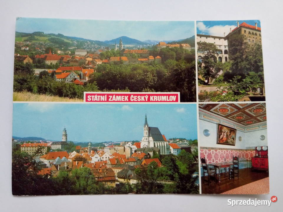 Pocztówka Zamek Czeski Krumlow z 1990r Znaczek śląskie