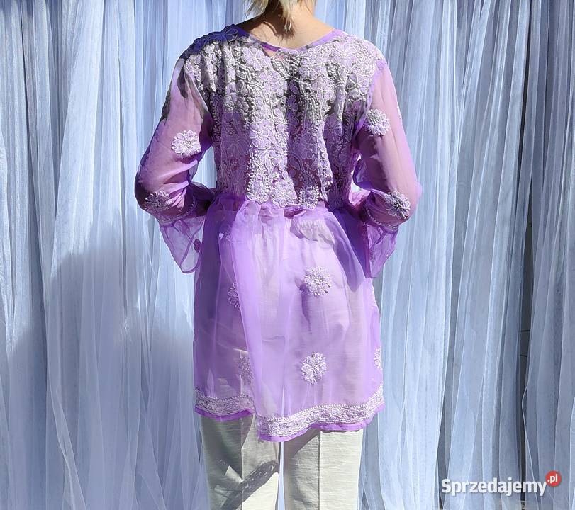 Bluzka tunika fioletowa S M haftowana etno boho Moda i Styl Szczecin sprzedam
