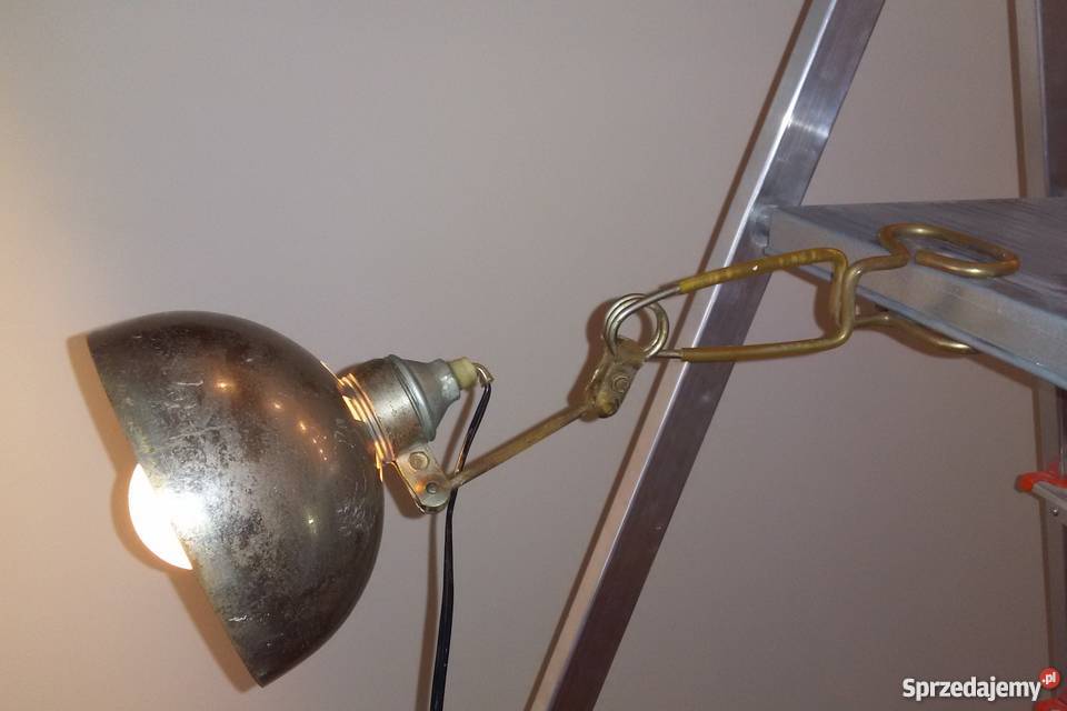 Stara metalowa lampa techniczna przypinana Warszawa