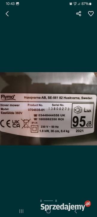 Kosiarka HUSQVARNA Flymo 1800W wysyłka Milanówek