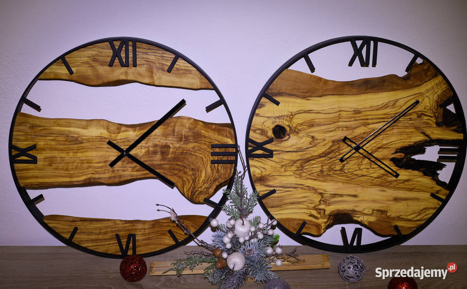 Zegar ścienny drewno naturalne loft rękodzieło Grodków sprzedam