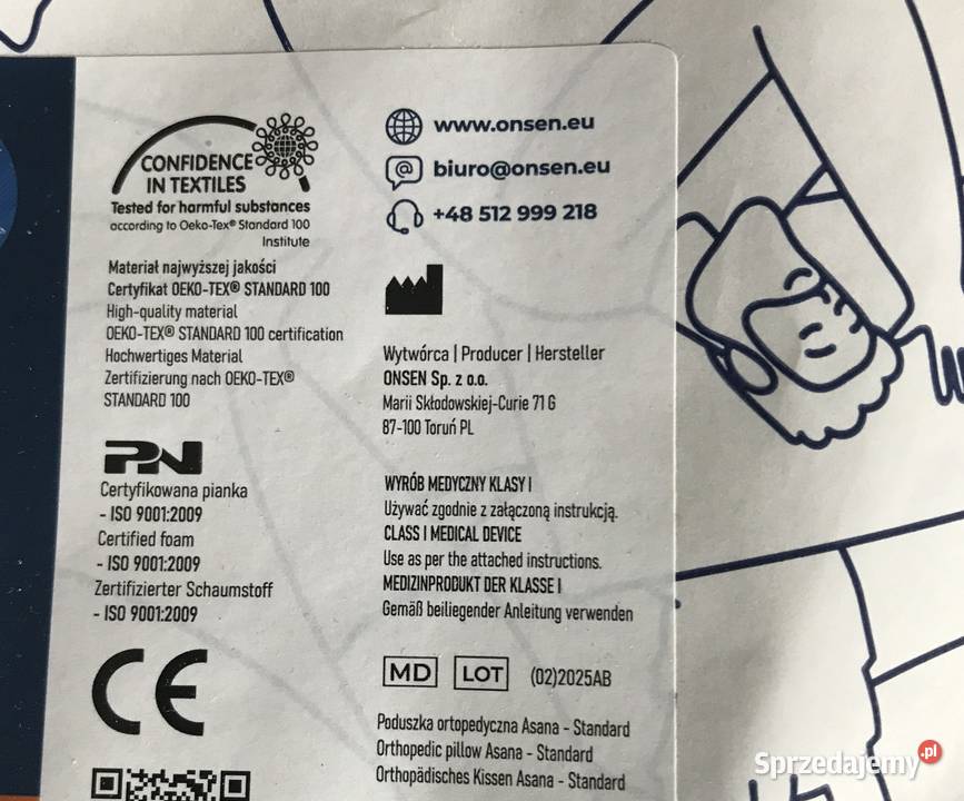 Nowa poduszka ergonomiczna ONSEN ASANA Kraków sprzedam