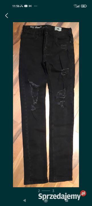 Czarne męskie jeansy Denim przetarcia W32 L34 Warszawa