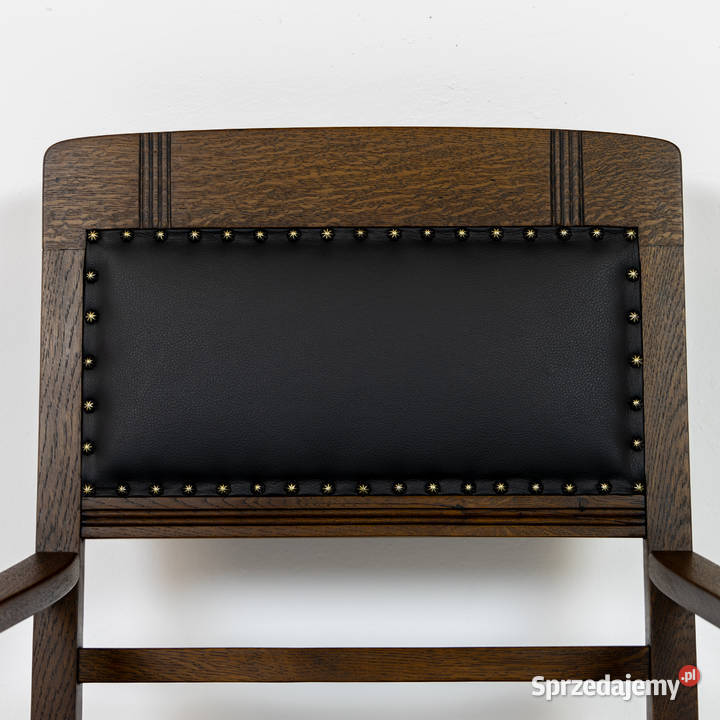 Fotel do biurka dębowy secesja antyk stary skóra Swarzędz