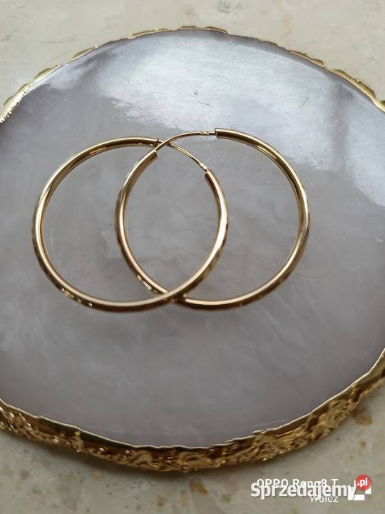 Złote Nowe kolczyki koła ze wzorem śred31mmpr585 Wałcz