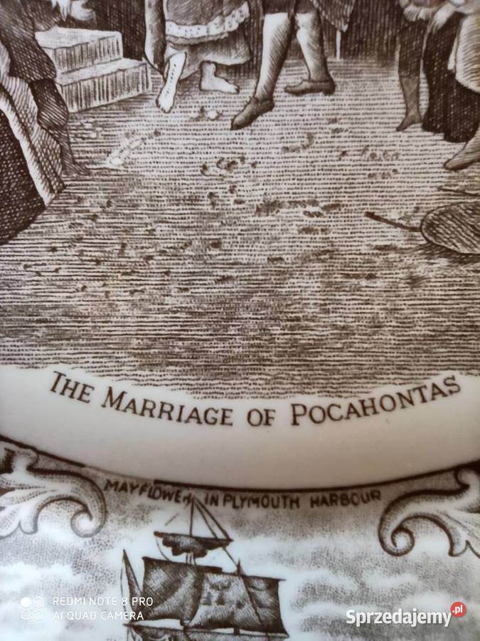 Patera z obrazem The Miriagge of Pocahontas