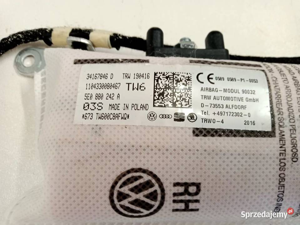PODUSZKA AIRBAG FOTELA SKODA OCTAVIA III LEWA Rakoniewice