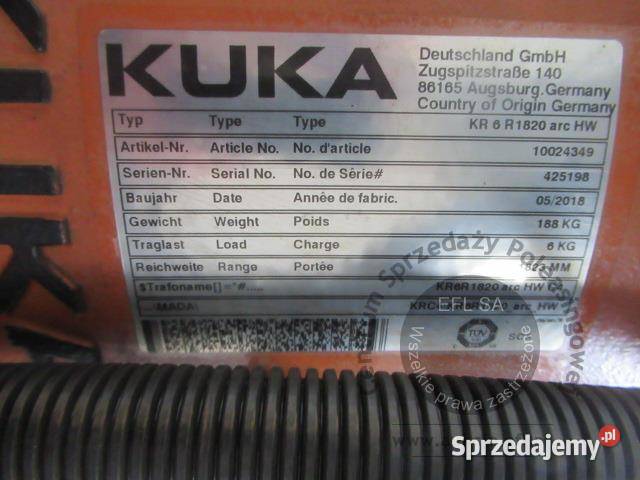 Stanowisko spawalnicze z robotem Kuka KR6 R1820 Produkcja dolnośląskie
